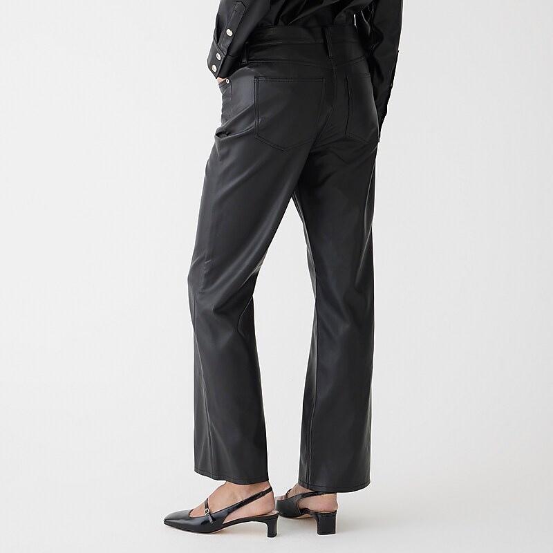 Black J.Crew Slim wide-leg pant in faux leather | J.Crew Factory | SJZTC4302