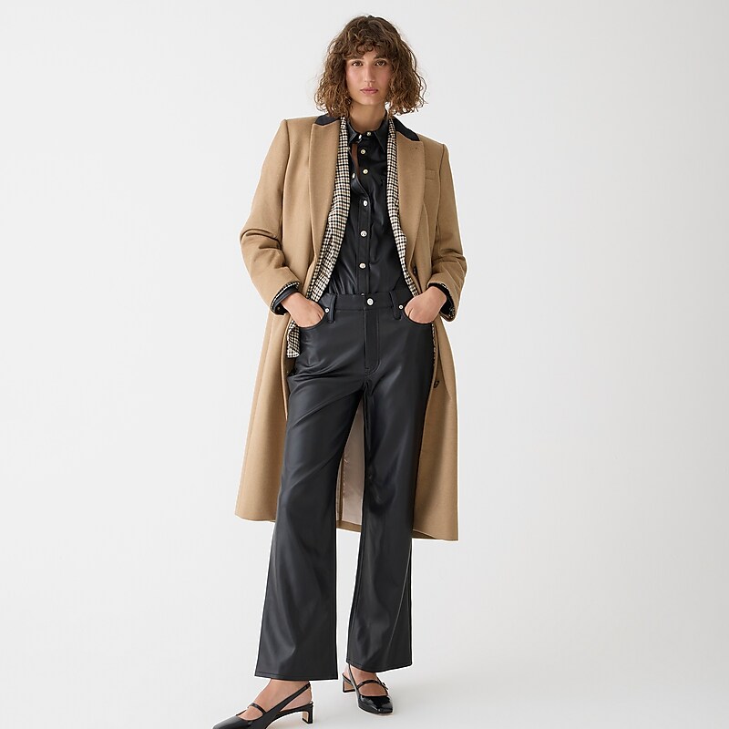 Black J.Crew Slim wide-leg pant in faux leather | J.Crew Factory | SJZTC4302