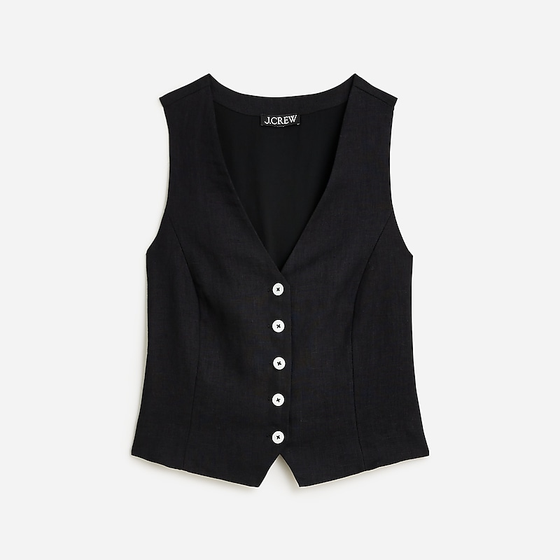 Black J.Crew Slim-fit linen vest | J.Crew Factory | FBAKG1486