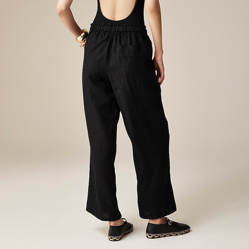 Black J.Crew Soleil pant in striped linen | J.Crew Factory | ZTVQA1580