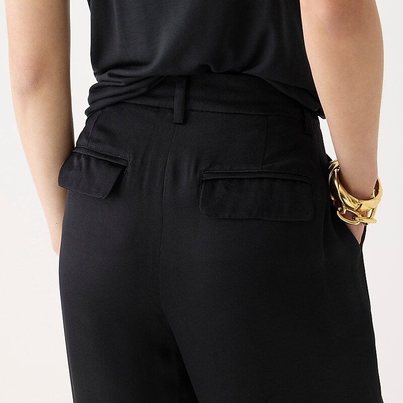 Black J.Crew Straight-leg essential pant in luster crepe | J.Crew Factory | LPTJQ4273