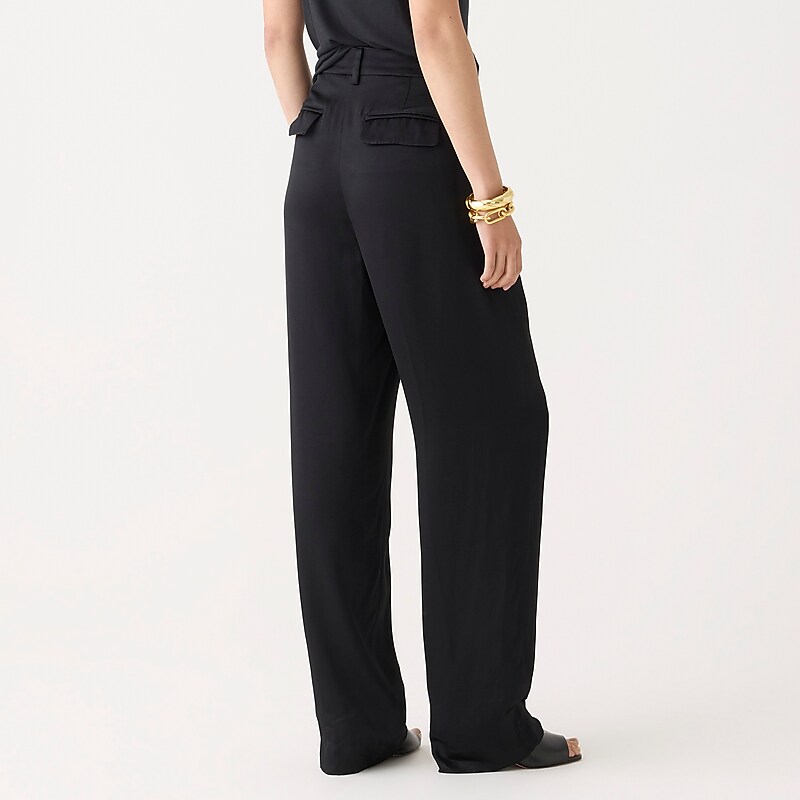 Black J.Crew Straight-leg essential pant in luster crepe | J.Crew Factory | LPTJQ4273