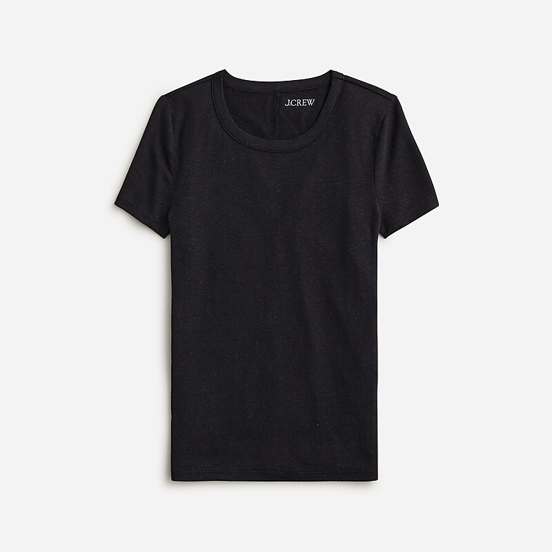 Black J.Crew Stretch linen-blend crewneck T-shirt | J.Crew Factory | LDOJK7964