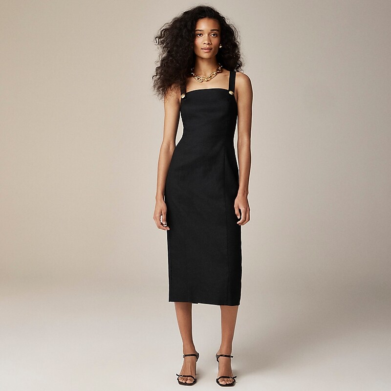 Black J.Crew Stretch linen-blend sheath dress | J.Crew Factory | KVRAG2431