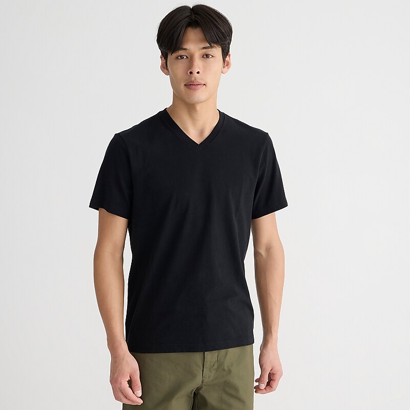 Black J.Crew Sueded cotton V-neck T-shirt | J.Crew Factory | IMHYU8256