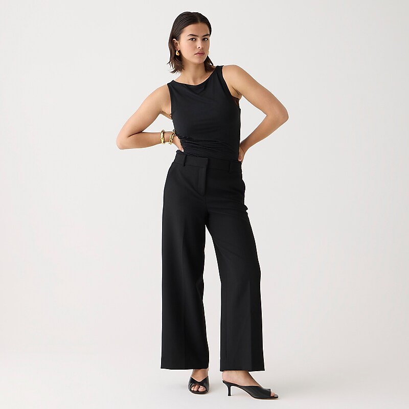 Black J.Crew Sydney wide-leg pant in four-season stretch | J.Crew Factory | USOAY5682