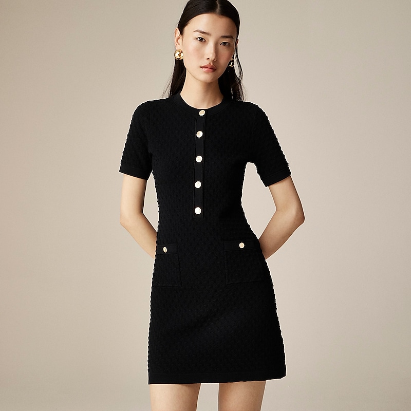 Black J.Crew Textured lady sweater-dress | J.Crew Factory | NEZXC9701