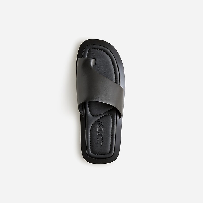 Black J.Crew Toe-ring slide sandals in leather | J.Crew Factory | FZEQC1279