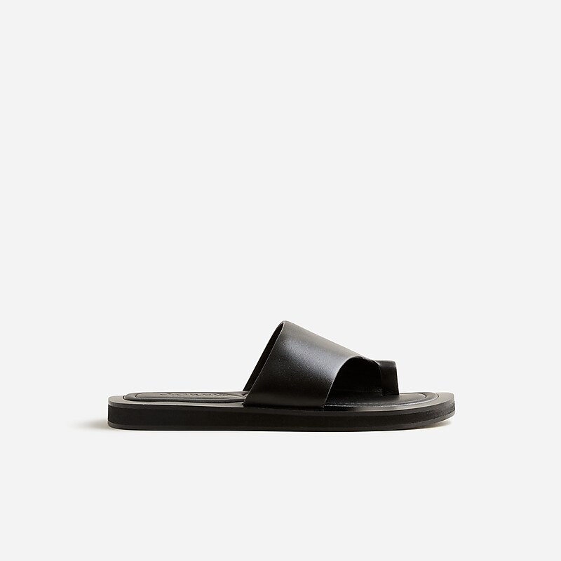 Black J.Crew Toe-ring slide sandals in leather | J.Crew Factory | FZEQC1279