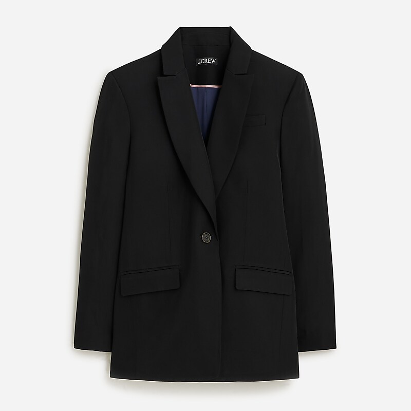 Black J.Crew Tuxedo blazer in drapey viscose | J.Crew Factory | PXRQE0128