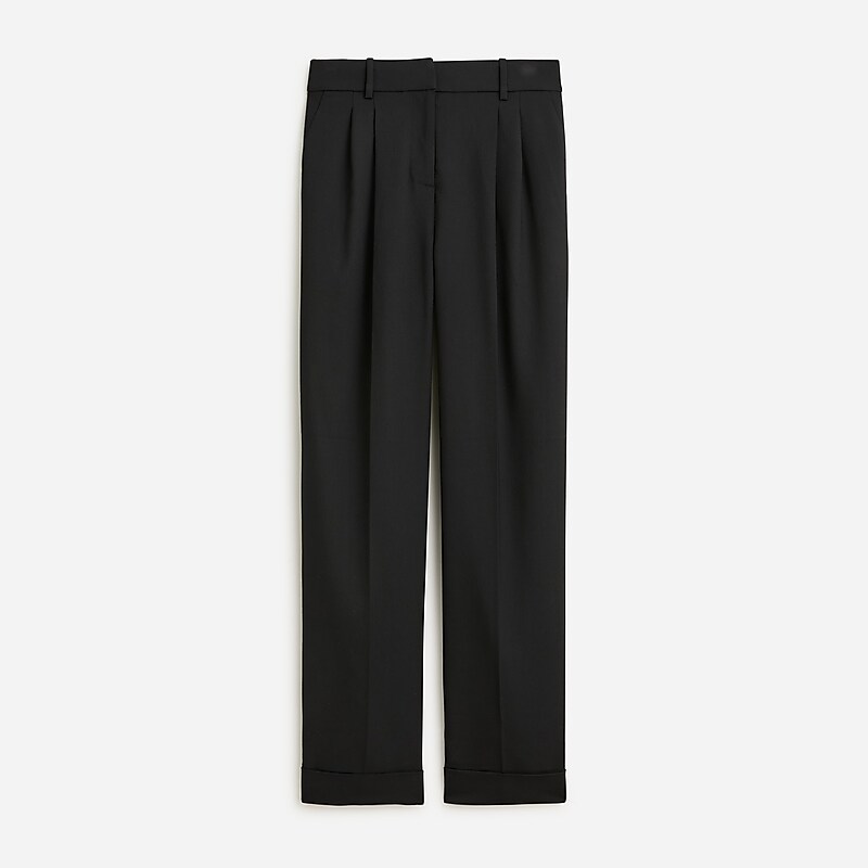 Black J.Crew Wide-leg essential pant in Italian city wool blend | J.Crew Factory | ZEUTW3729