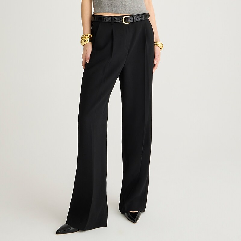 Black J.Crew Wide-leg essential pant in city crepe | J.Crew Factory | COWUR8072