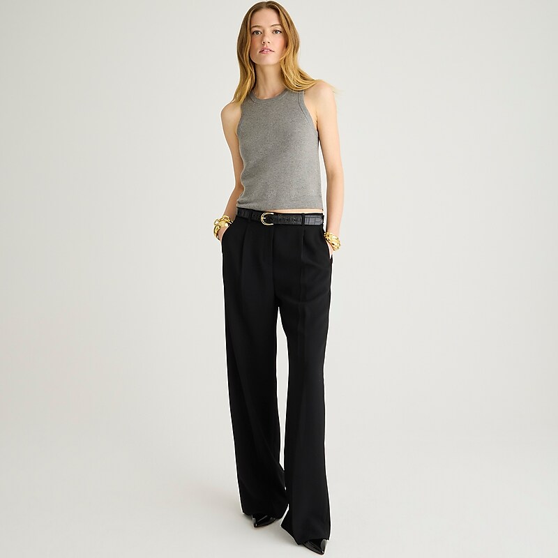 Black J.Crew Wide-leg essential pant in city crepe | J.Crew Factory | COWUR8072