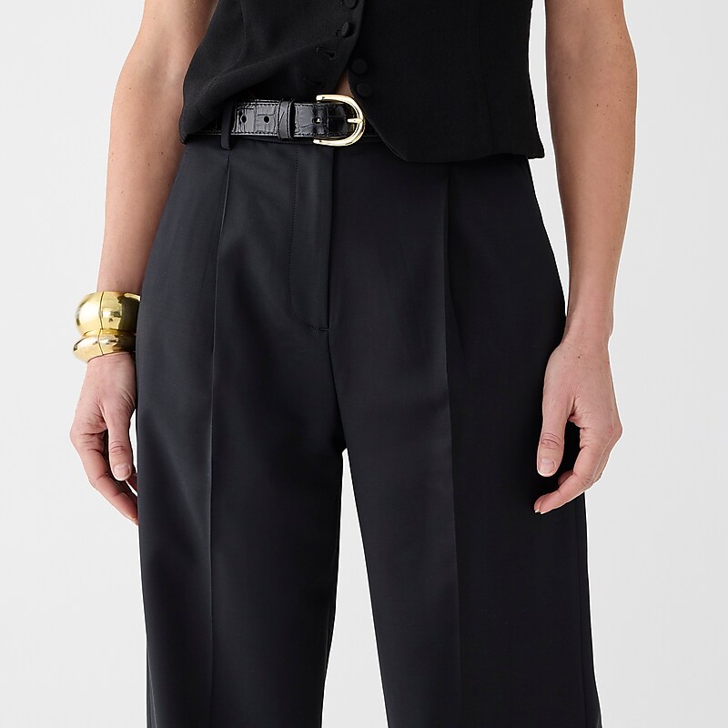 Black J.Crew Wide-leg essential pant in city twill | J.Crew Factory | ARMQJ5961