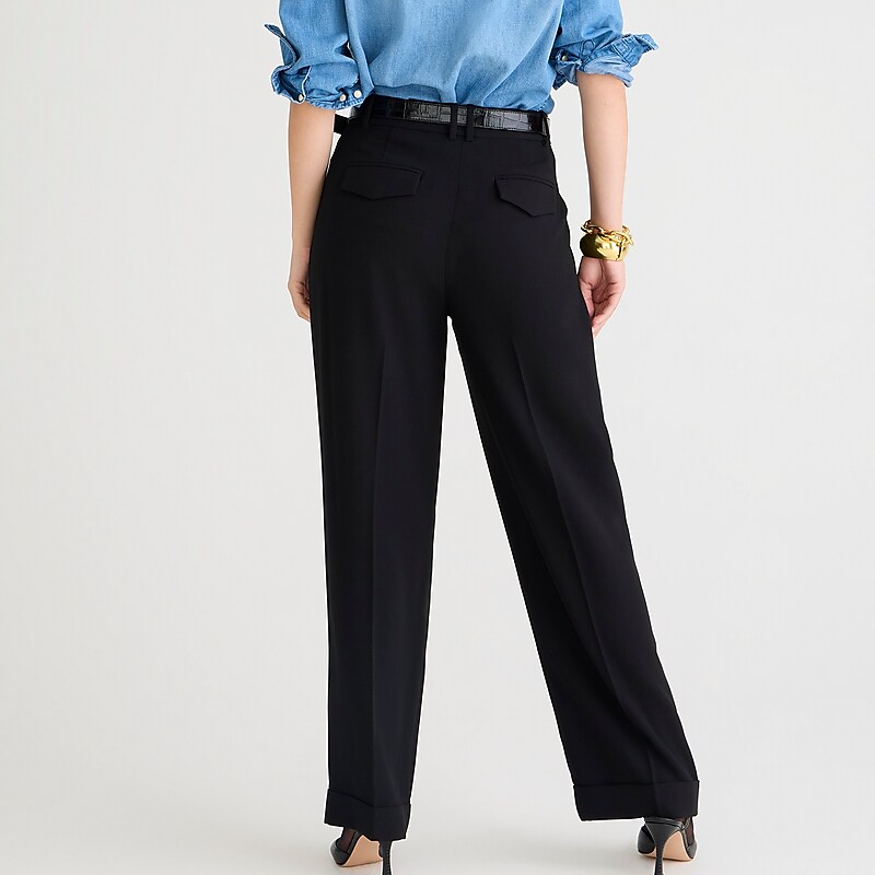 Black J.Crew Wide-leg essential pant in city crepe | J.Crew Factory | OFCKS2043