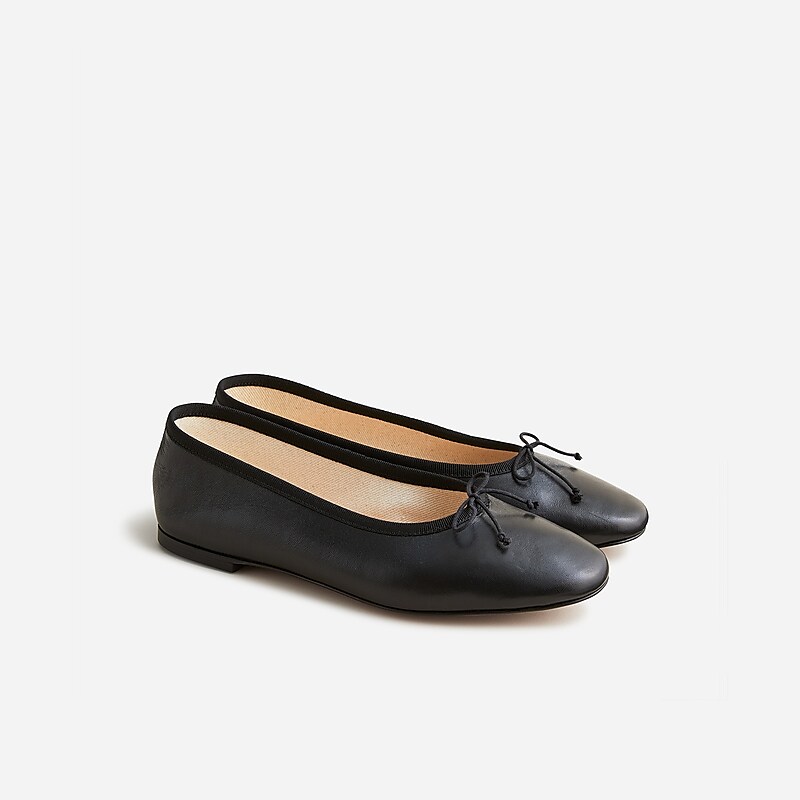 Black J.Crew Zoe ballet flats in leather | J.Crew Factory | PQESG5763