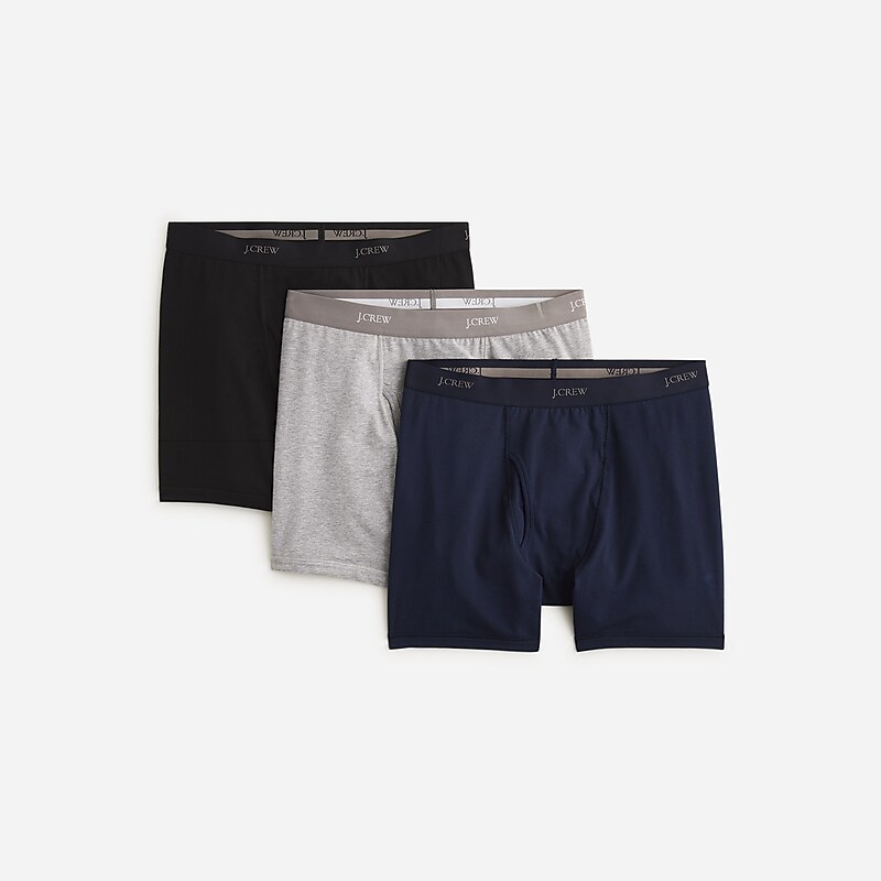 Black Navy Hthr Graphit J.Crew Stretch 4\'\' boxer briefs three-pack | J.Crew Factory | UOAVT8364