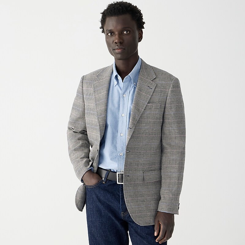 Black White Blue J.Crew Kenmare Relaxed-fit blazer in cotton-linen blend | J.Crew Factory | PUVGJ9074