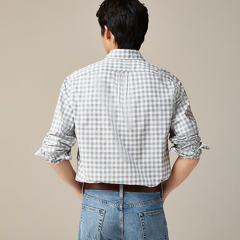 Bleecker Gingham Grey J.Crew Secret Wash cotton poplin shirt | J.Crew Factory | PMNUR7846