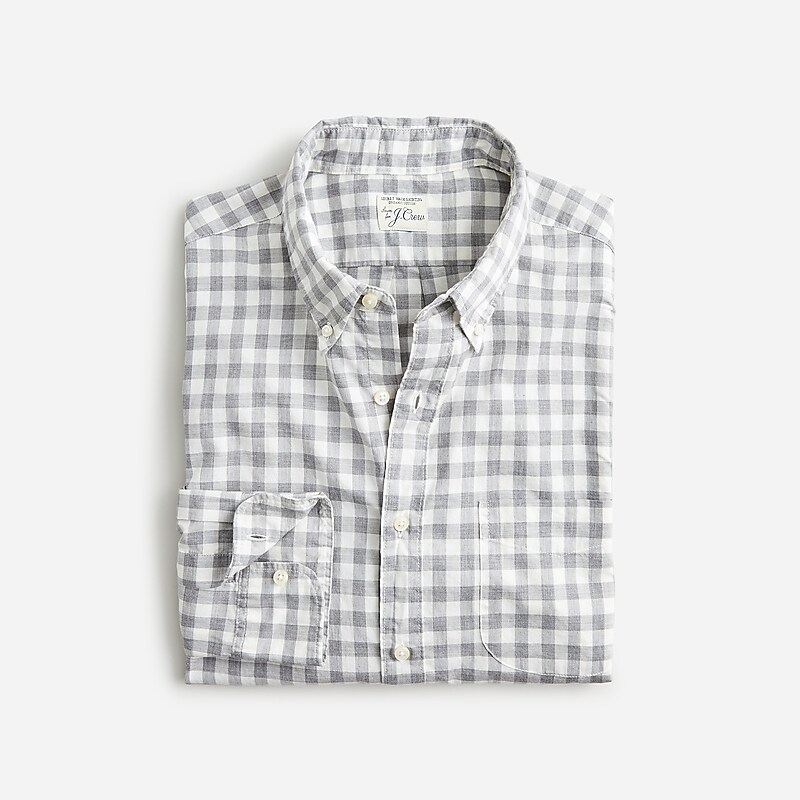 Bleecker Gingham Grey J.Crew Secret Wash cotton poplin shirt | J.Crew Factory | PMNUR7846