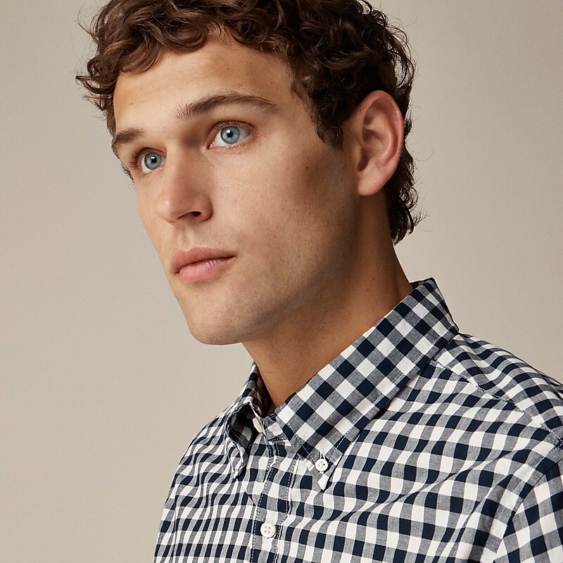 Bleecker Gingham Navy J.Crew Secret Wash cotton poplin shirt | J.Crew Factory | VYZQG8930