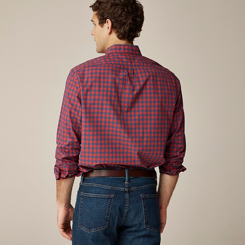 Bleecker Gingham Navy R J.Crew Secret Wash cotton poplin shirt | J.Crew Factory | LMRTF1405