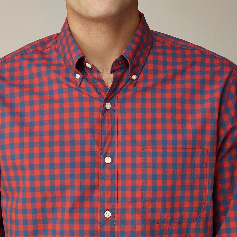 Bleecker Gingham Navy R J.Crew Secret Wash cotton poplin shirt | J.Crew Factory | LMRTF1405