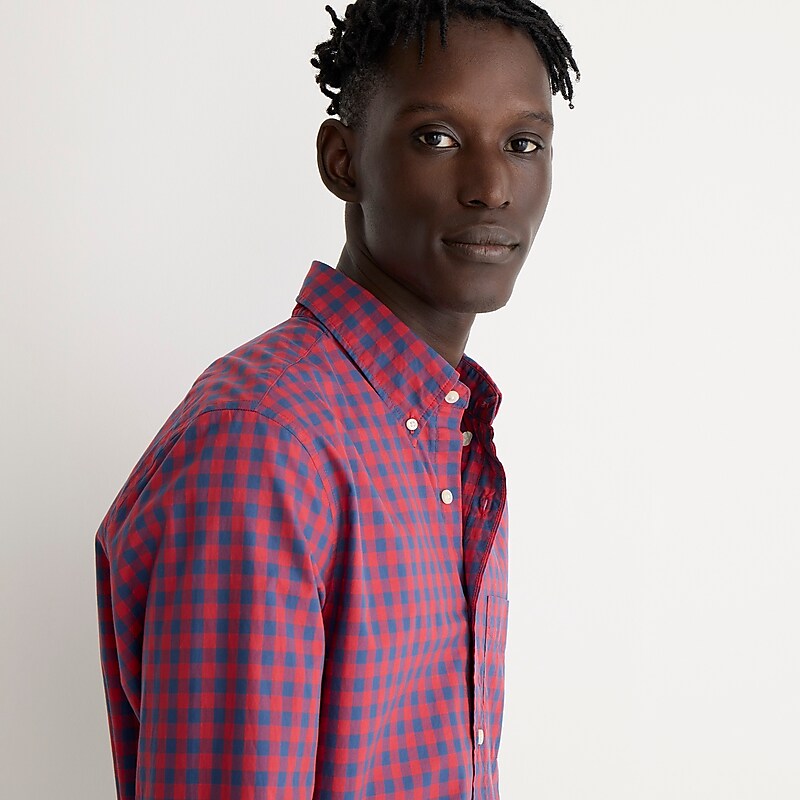 Bleecker Gingham Navy R J.Crew Secret Wash cotton poplin shirt | J.Crew Factory | MIURC9176