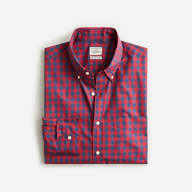 Bleecker Gingham Navy R J.Crew Secret Wash cotton poplin shirt | J.Crew Factory | MIURC9176