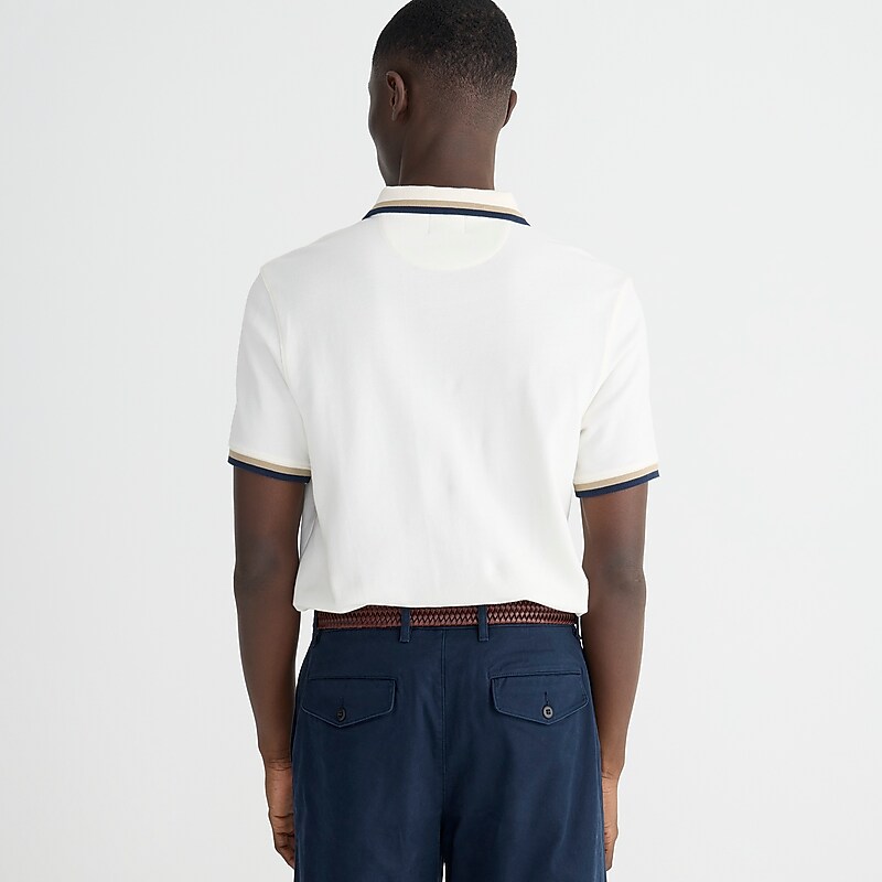 Blocked Tipped Ivory Na J.Crew Classic piqué polo shirt | J.Crew Factory | DJSBV7841