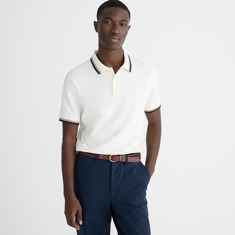 Blocked Tipped Ivory Na J.Crew Classic piqué polo shirt | J.Crew Factory | DJSBV7841