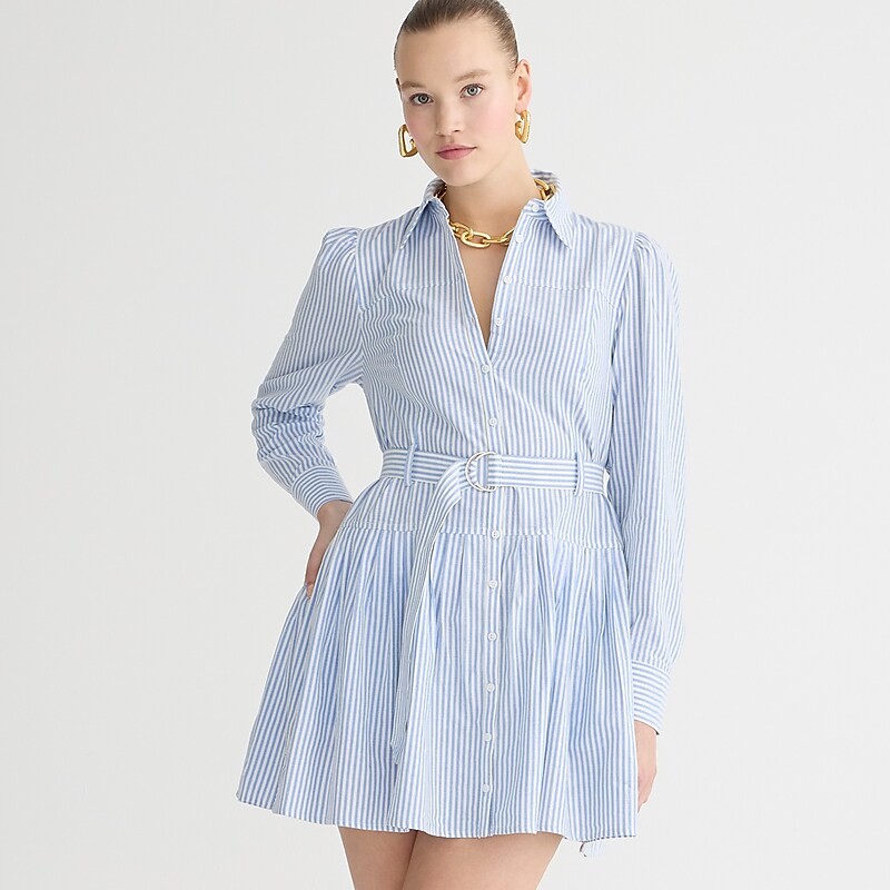 Blue Bi Stripe J.Crew Fit-and-flare shirtdress in lightweight oxford | J.Crew Factory | JSDPQ8043