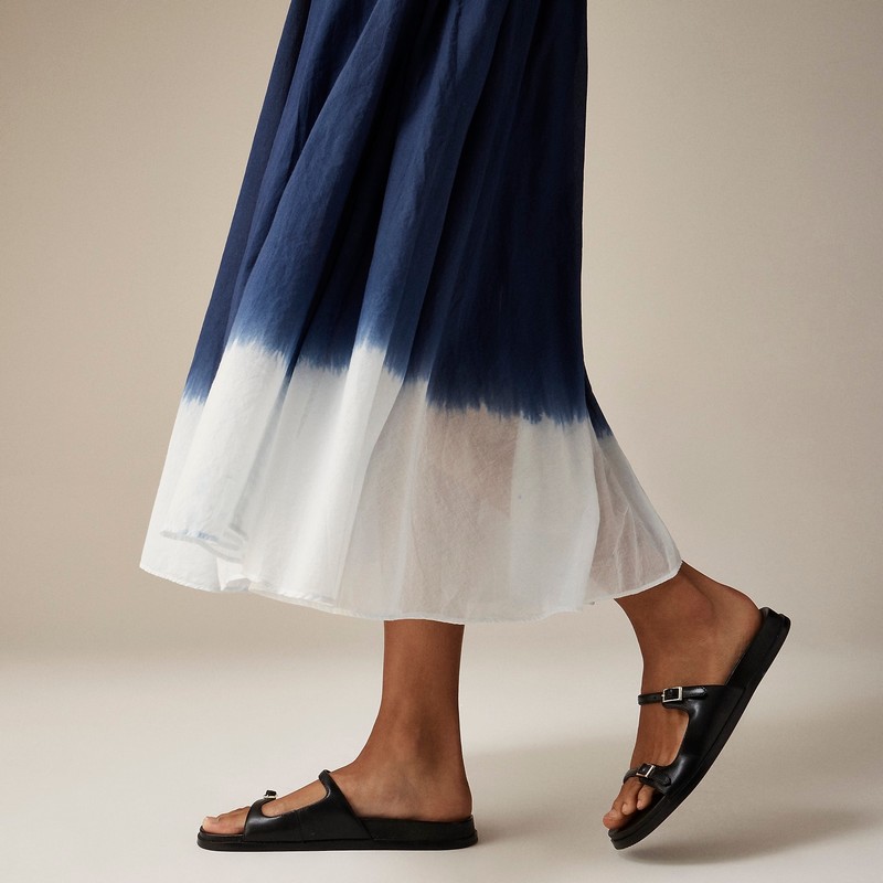 Blue Dip Dye J.Crew Pull-on midi skirt in dip-dyed cotton voile | J.Crew Factory | HFUAQ1520