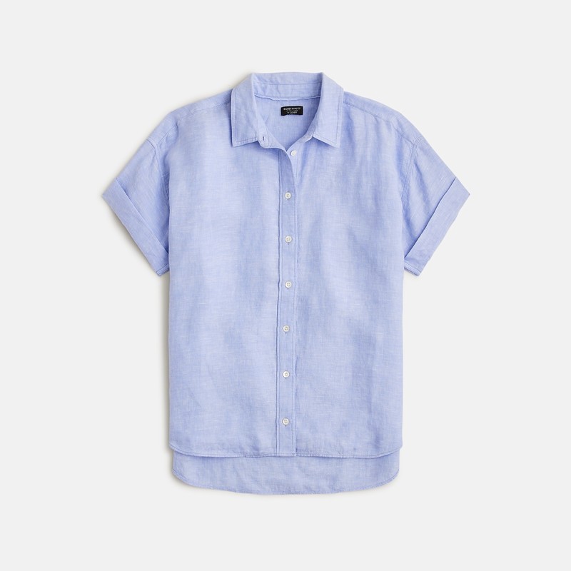 Blue J.Crew Capitaine shirt in Baird McNutt Irish linen | J.Crew Factory | UXYEH8069