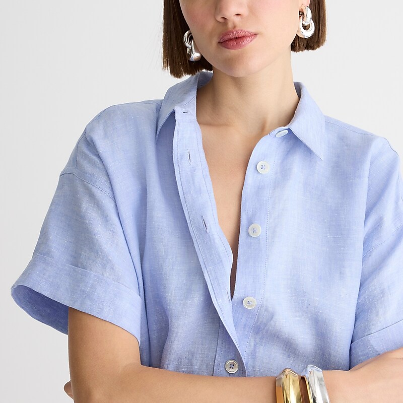 Blue J.Crew Capitaine shirtdress in linen | J.Crew Factory | KQSIL3072