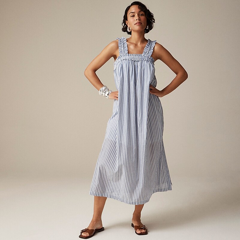 Blue J.Crew Cotton voile ruffle-trim shift dress | J.Crew Factory | DEKLF6159