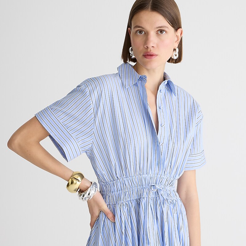 Blue J.Crew Elena shirtdress in cotton poplin | J.Crew Factory | JNYVO4123