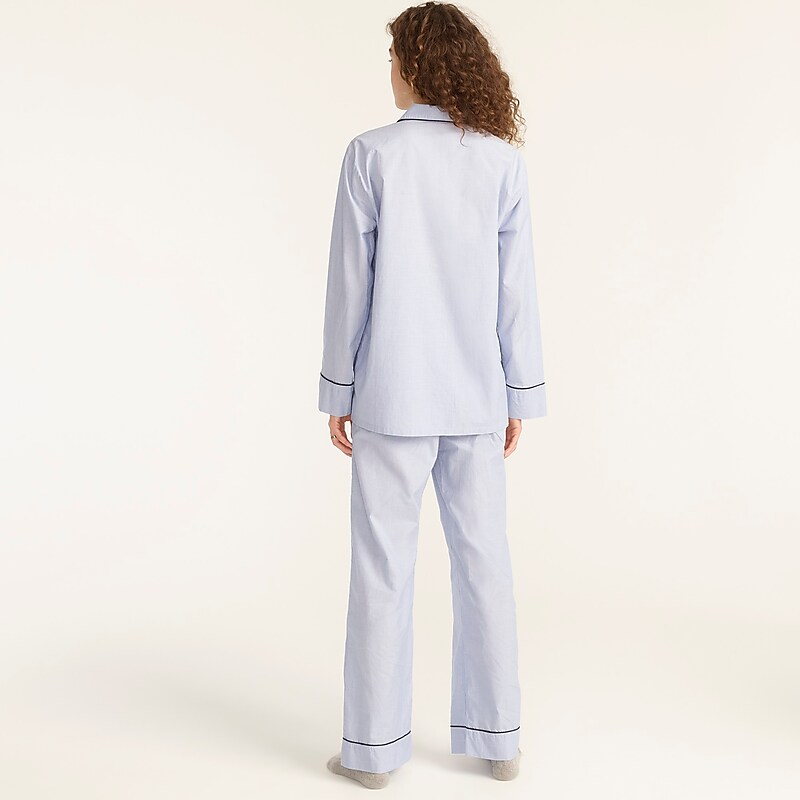 Blue J.Crew End-on-end cotton long-sleeve pajama set | J.Crew Factory | BLAQY4512