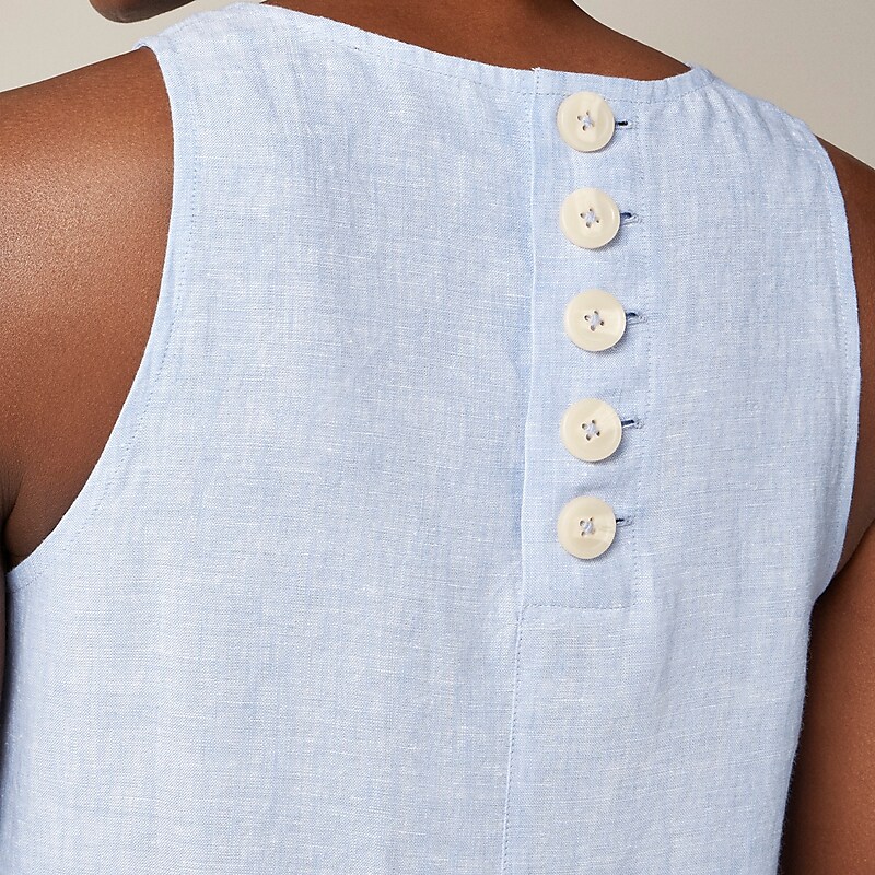 Blue J.Crew Maxine button-back dress in linen | J.Crew Factory | TWNIB8125