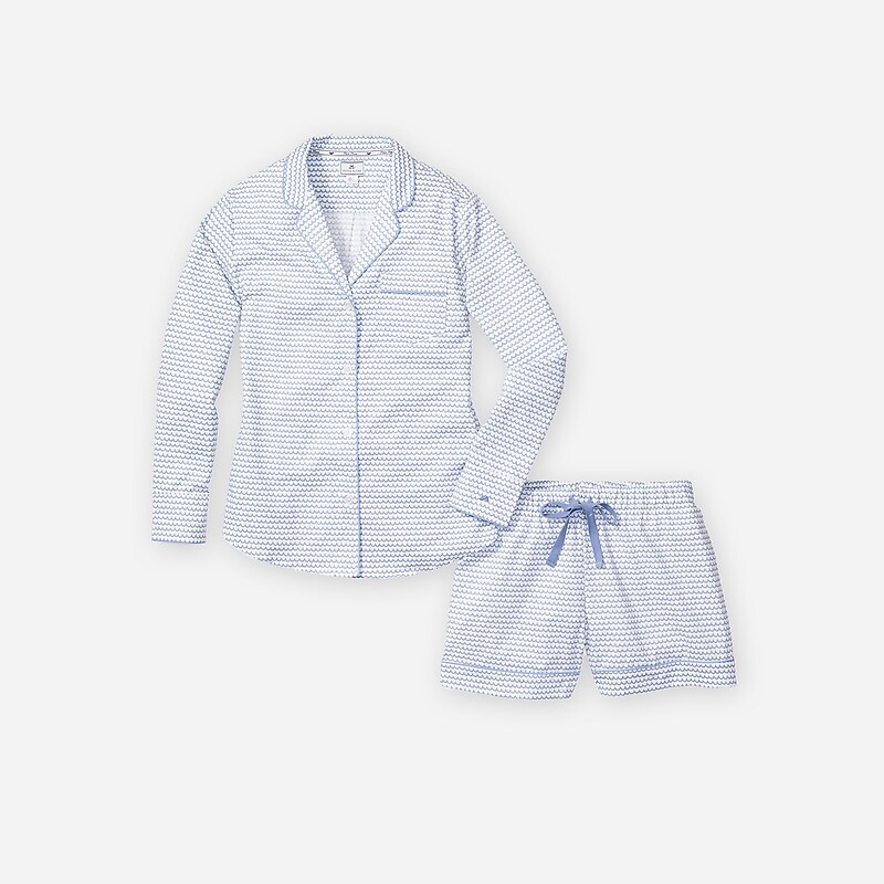 Blue J.Crew Petite Plume™ La Mer long-sleeve short set | J.Crew Factory | IVLUY3960