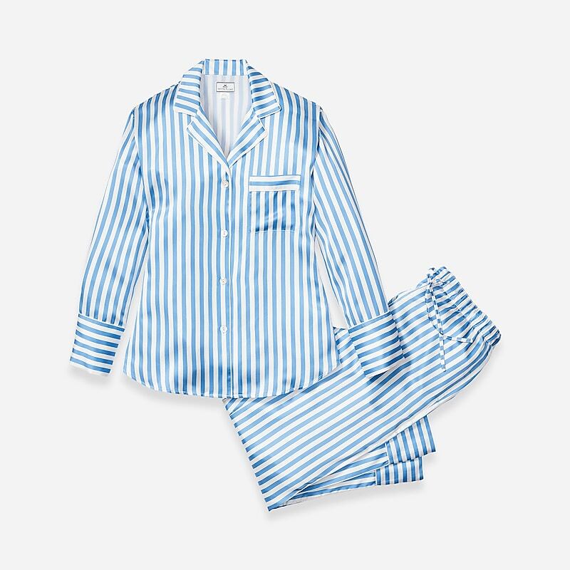 Blue J.Crew Petite Plume™ pajama set in mulberry silk | J.Crew Factory | YSWOK7042