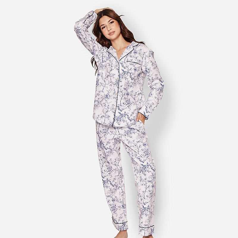 Blue J.Crew Petite Plume™ pajama set in timeless toile | J.Crew Factory | UIFTW6481