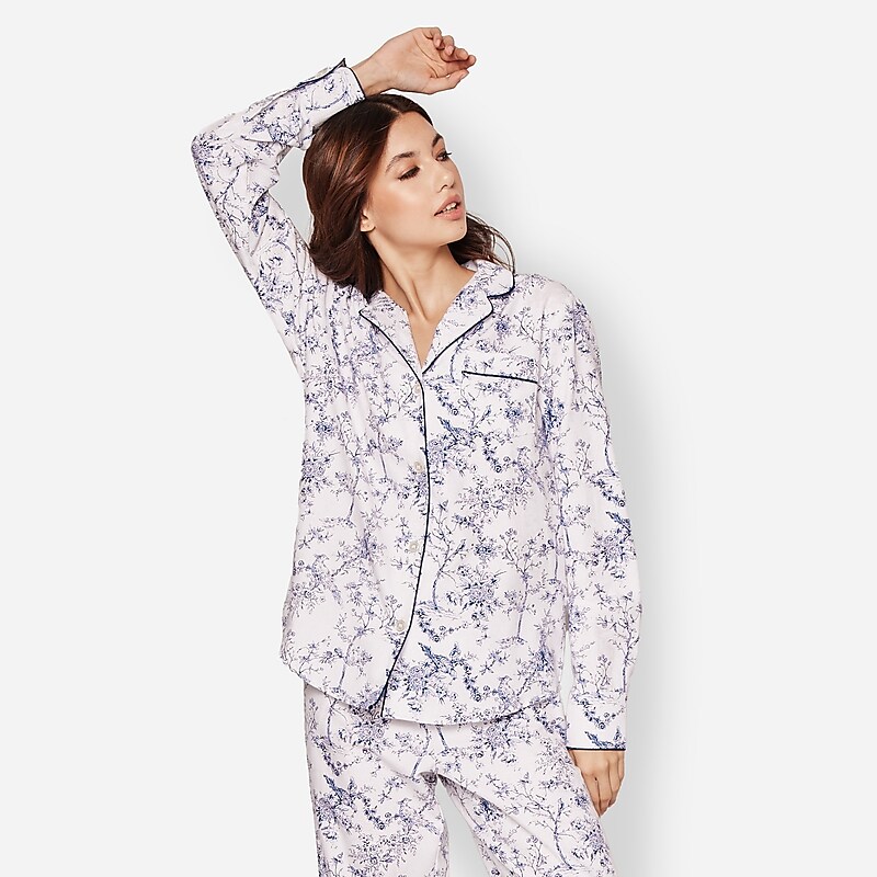 Blue J.Crew Petite Plume™ pajama set in timeless toile | J.Crew Factory | UIFTW6481