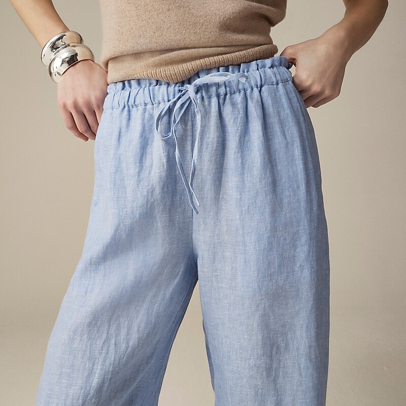 Blue J.Crew Soleil pant in linen | J.Crew Factory | UMJVE8301