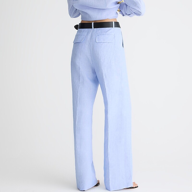 Blue J.Crew Wide-leg essential pant in linen | J.Crew Factory | WBNYD2805