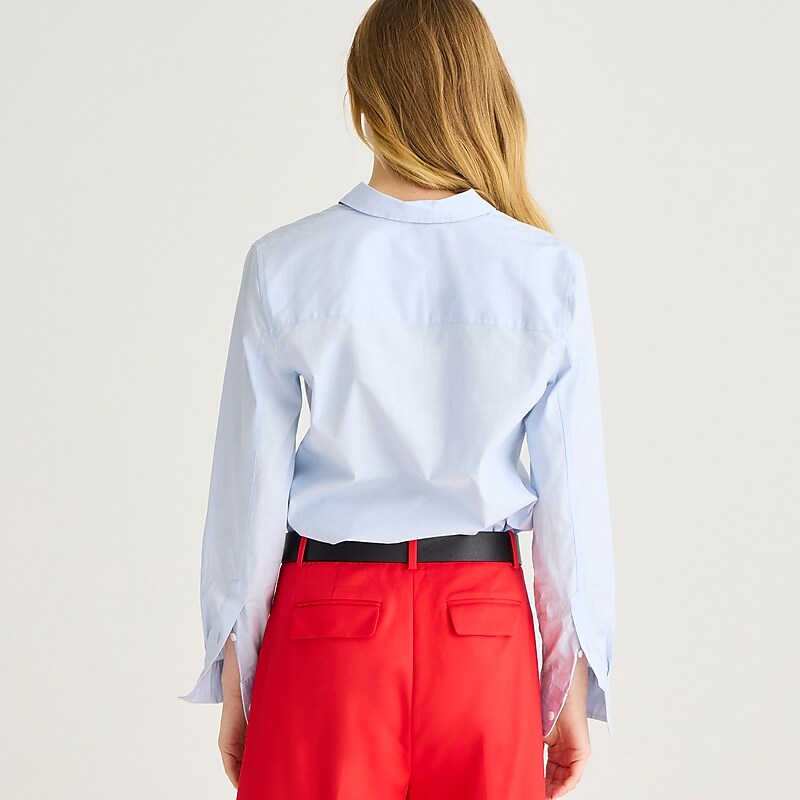 Blue J.Crew Wren slim shirt in striped stretch cotton poplin blend | J.Crew Factory | IQKOE7163