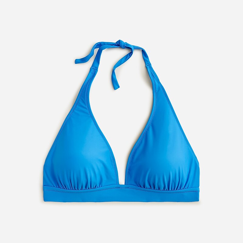 Bondi Blue J.Crew DD halter tie-back bikini top with mesh | J.Crew Factory | YXJDS5604