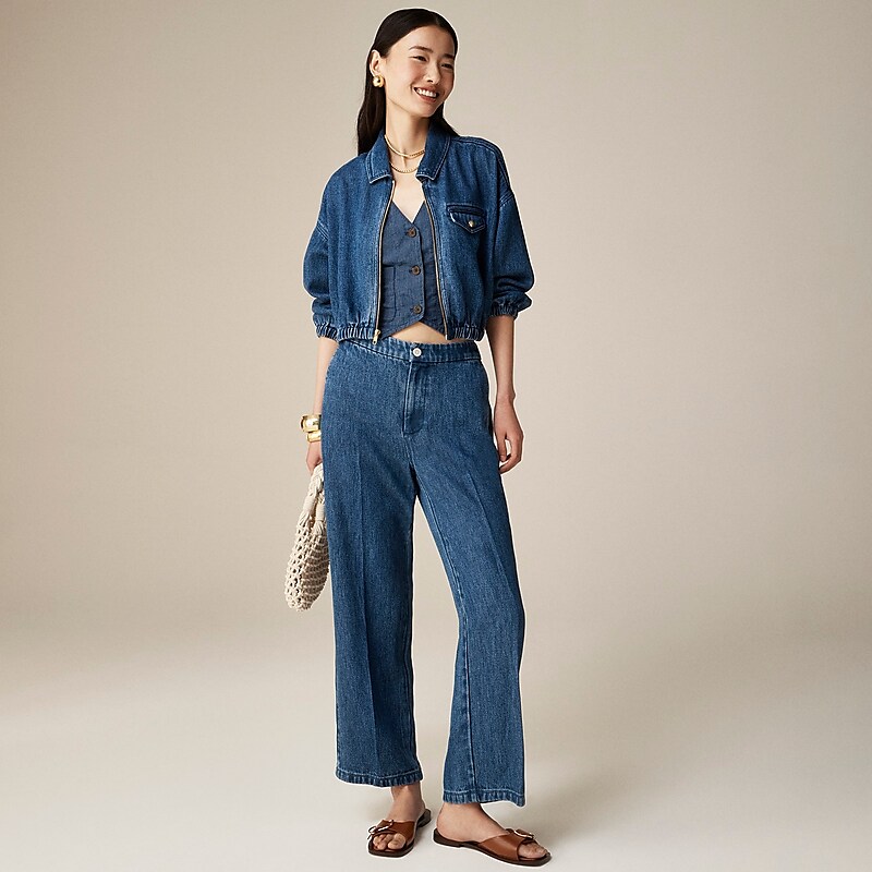 Bria Wash J.Crew Lace-up drapey wide-leg jean | J.Crew Factory | UXWCZ7134