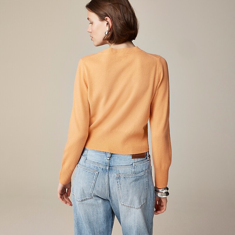 Bright Cantaloupe J.Crew Cashmere shrunken crewneck sweater | J.Crew Factory | AGJXM1097