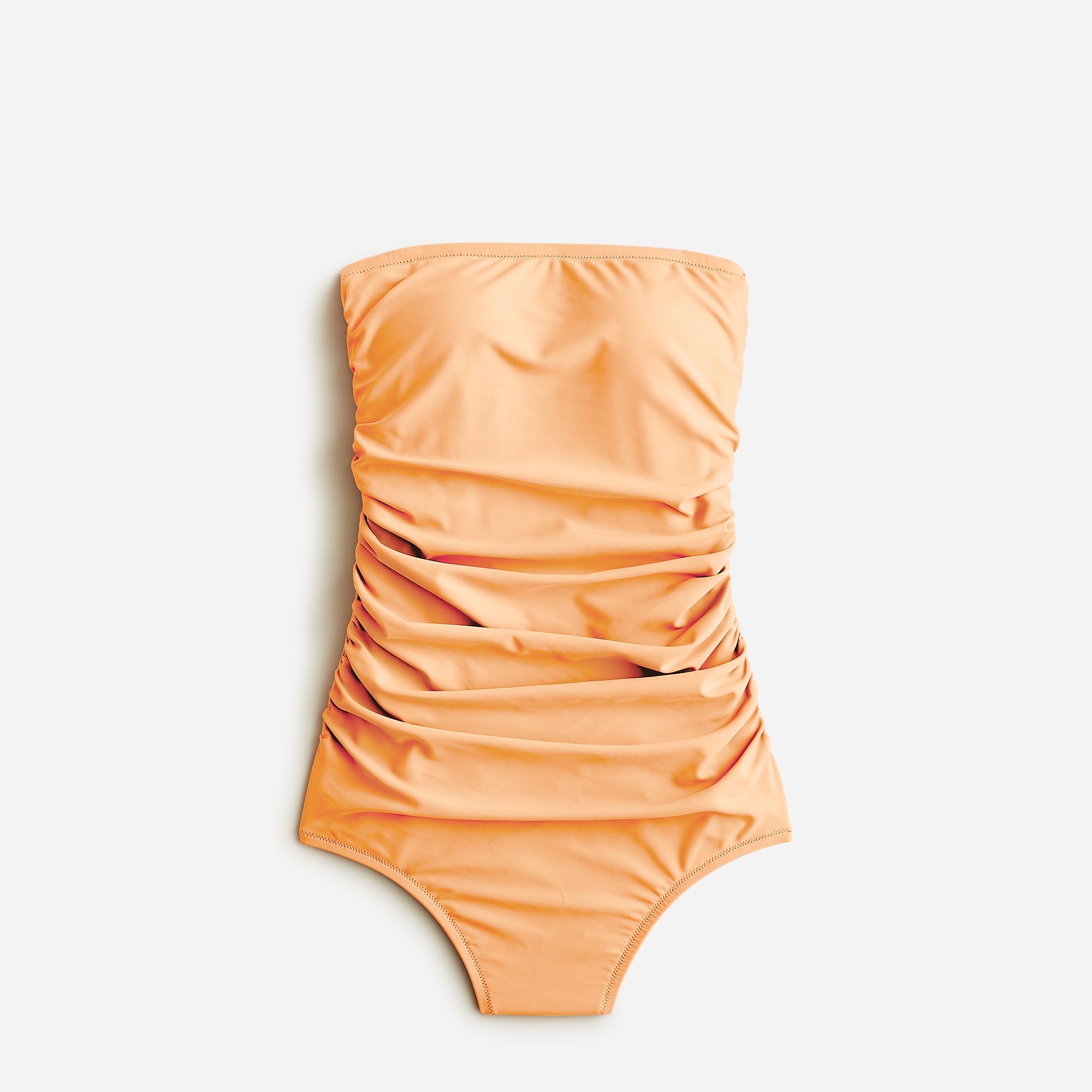 Bright Cantaloupe J.Crew Ruched bandeau one-piece swimsuit | J.Crew Factory | RAUKN9407